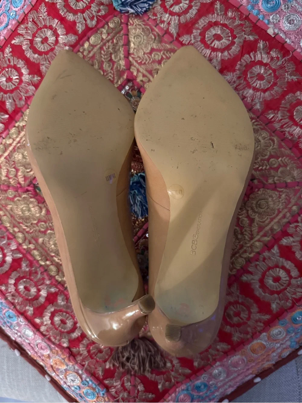 BCBGeneration Patent Nude Pointed-Toe Pumps